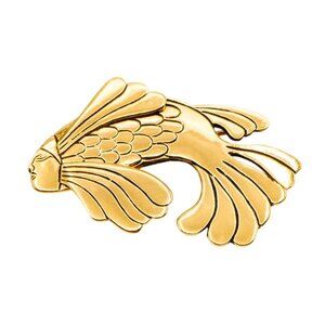 Vintage 1980's Laurel Burch Koi Fish Brooch Gold Plated